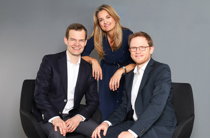 Gruppenfoto Geschäftsleitung: Markus Henn, Ivona Leventic, dr. med. dent., Aurélien Fauvel
